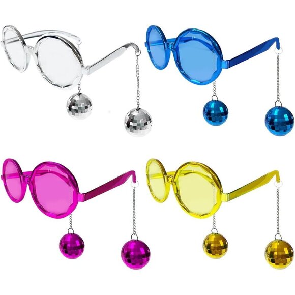 Accessories - Disco Ball Glasses Set Retro Sunglasses Party Favor Unisex 4-Pack